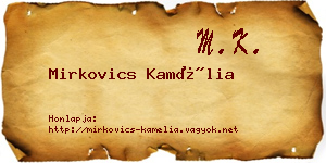 Mirkovics Kamélia névjegykártya